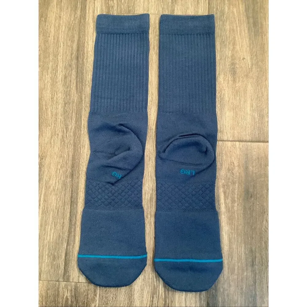 Stance Men's Large Seablue Icon Cushioned Athleisure Casual Crew Socks B22-5